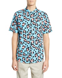 Hurley Leo Leopard Print Short Sleeve Button Up Shirt