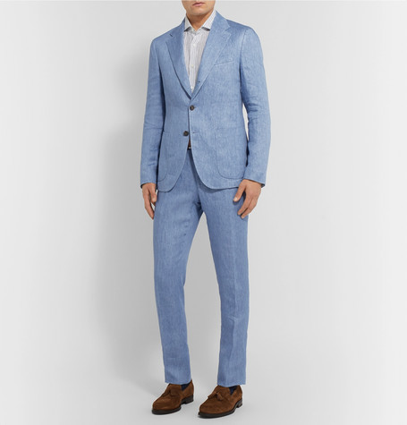 Tod's Light Blue Linen Suit Jacket, $849 | MR PORTER | Lookastic