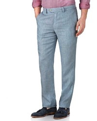 Charles Tyrwhitt Light Blue Slim Fit Linen Tailored Pants Size W30 L30 By