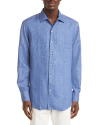 Loro Piana Andre Arizona Linen Button Up Shirt In Infinity At Nordstrom