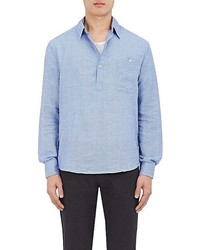 Barena Venezia Linen Blend Jacquard Popover Shirt