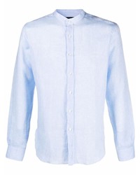 Mp Massimo Piombo Collarless Linen Shirt