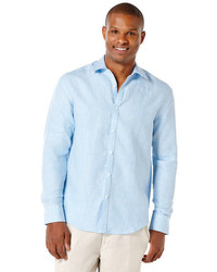 Cubavera 100% Linen Long Sleeve Front Tuck Gingham