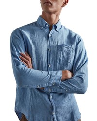 Nn07 Levon Slim Fit Solid Linen Shirt