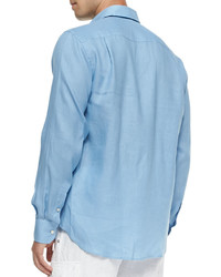 Vilebrequin Linen Long Sleeve Shirt Lt Blue