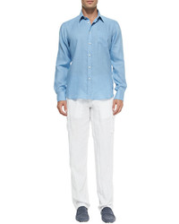 Vilebrequin Linen Long Sleeve Shirt Lt Blue