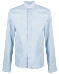 Peuterey Mandarin Collar Linen Blend Shirt
