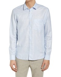 Ted Baker London Remark Slim Fit Solid Linen Cotton Button Up Shirt In Light Blue At Nordstrom