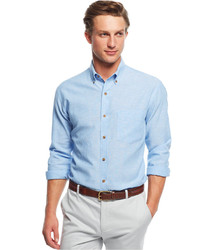 Club Room Solid Linen Blend Pocket Long Sleeve Shirt