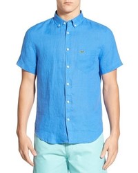 Light Blue Linen Short Sleeve Shirt