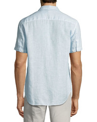 Theory Clark Instrutal Linen Short Sleeve Shirt