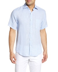Peter Millar Crown Cool Regular Fit Short Sleeve Linen Button Up Shirt