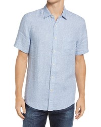 Faherty Regular Fit Short Sleeve Linen Button Up Shirt