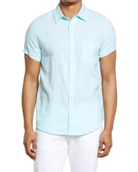 Vintage Summer Short Sleeve Linen Button Up Shirt