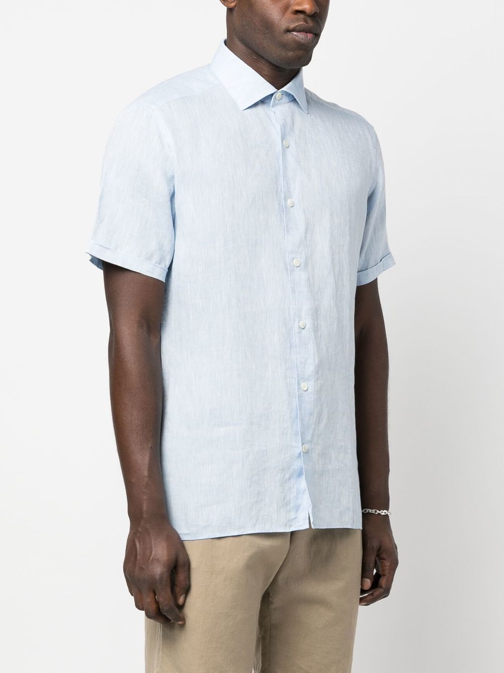 Zegna Short Sleeve Linen Shirt, $435 | farfetch.com | Lookastic