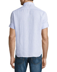 Brunello Cucinelli Tab Cuff Linen Sport Shirt