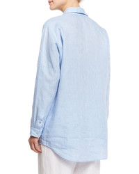 Go Silk Long Sleeve Cross Dye Linen Big Shirt
