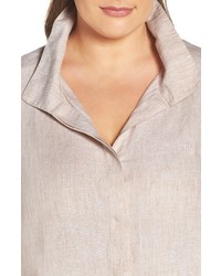Foxcroft Plus Size Chambray Linen Tunic Shirt