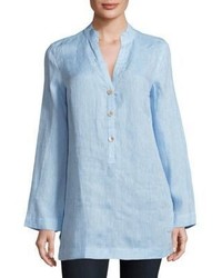 Solid Linen Tunic Blouse