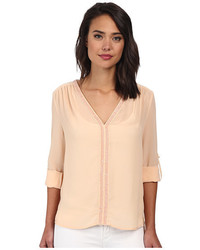 Christin Michaels Christin Michls Sheer Dahlia Blouse Sequin With Roll Up Sleeve And Tab