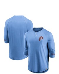FANATICS Branded Light Blue Philadelphia Phillies Sport Resort Weathered Henley Washed Raglan 34 Sleeve T Shirt At Nordstrom