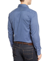 Ermenegildo Zegna Baby Flannel Long Sleeve Sport Shirt Blue