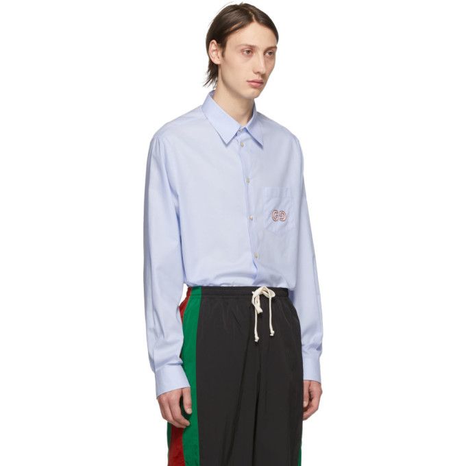Gucci Blue Gg Oxford Shirt, $780 | SSENSE | Lookastic
