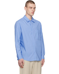 Solid Homme Blue Half Button Shirt