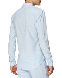 Burberry Brit Long Sleeve Pinstriped Oxford Shirt Light Blue