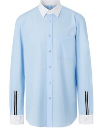 Burberry Classic Fit Zip Detail Cotton Poplin Shirt