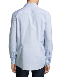 Eton Cotton Linen Wrinkle Resistant Sport Shirt Light Blue