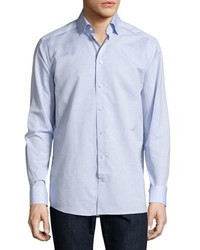 Eton Cotton Linen Wrinkle Resistant Sport Shirt Light Blue