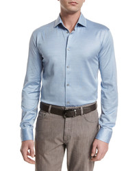 Ermenegildo Zegna Cottonsilk Long Sleeve Sport Shirt Light Blue