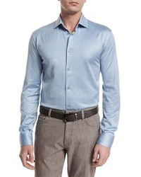 Ermenegildo Zegna Cottonsilk Long Sleeve Sport Shirt Light Blue