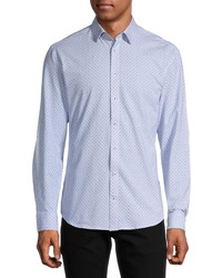 HORST Dot Stretch Knit Button Up Shirt In Blue At Nordstrom