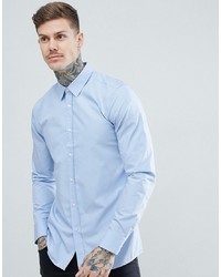 Hugo Elisha Poplin Extra Slim Fit Shirt In Light Blue