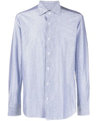 Corneliani Grid Pattern Spread Collar Cotton Shirt
