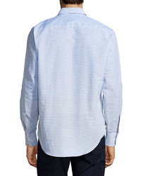 Zachary Prell Horizontal Stripe Woven Long Sleeve Shirt Light Blue