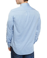 Brunello Cucinelli Jersey Long Sleeve Sport Shirt Pale Blue