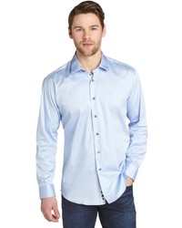 CafeBleu Light Blue Cotton Anto Button Front Shirt