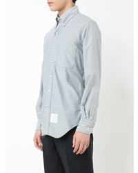 Thom Browne Long Sleeve Shirt With Placket In Navy Oxford
