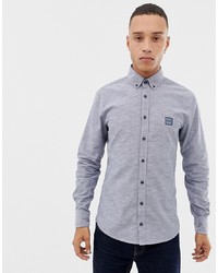 BOSS Mabsoot Slim Fit Oxford Shirt In Navy