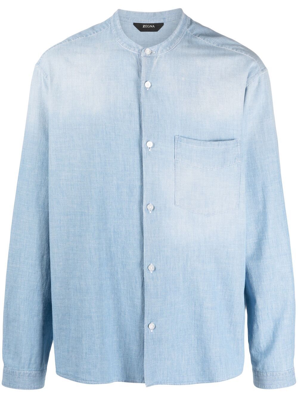 Z Zegna Mandarin Collar Cotton Shirt, $195 | farfetch.com | Lookastic