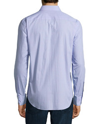Zachary Prell Miniature Square Long Sleeve Sport Shirt Blue