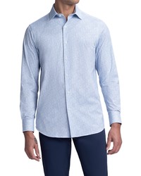 Bugatchi Ooohcotton Tech Knit Button Up Shirt In Air Blue At Nordstrom