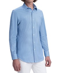 Bugatchi Ooohcotton Tech Knit Button Up Shirt In Aqua At Nordstrom