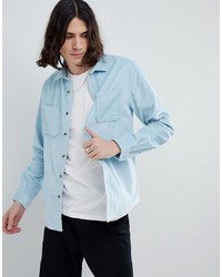 ASOS DESIGN Overshirt In Cord In Pale Blue