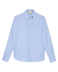 Gucci Oxford Shirt With Embroidered Collar