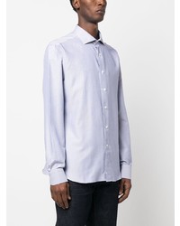 Canali Patterned Jacquard Cutaway Collar Shirt