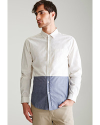 Forever 21 Pieced Colorblock Oxford Shirt